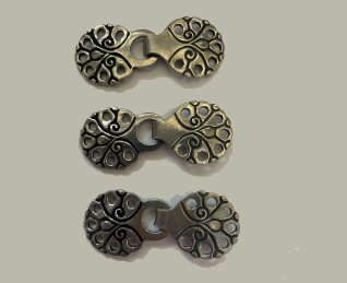 row of hook and eyes pewter